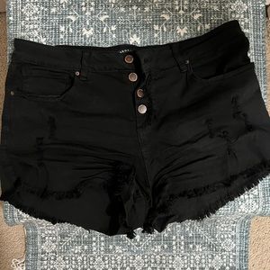Black Shorts with Rough Hem